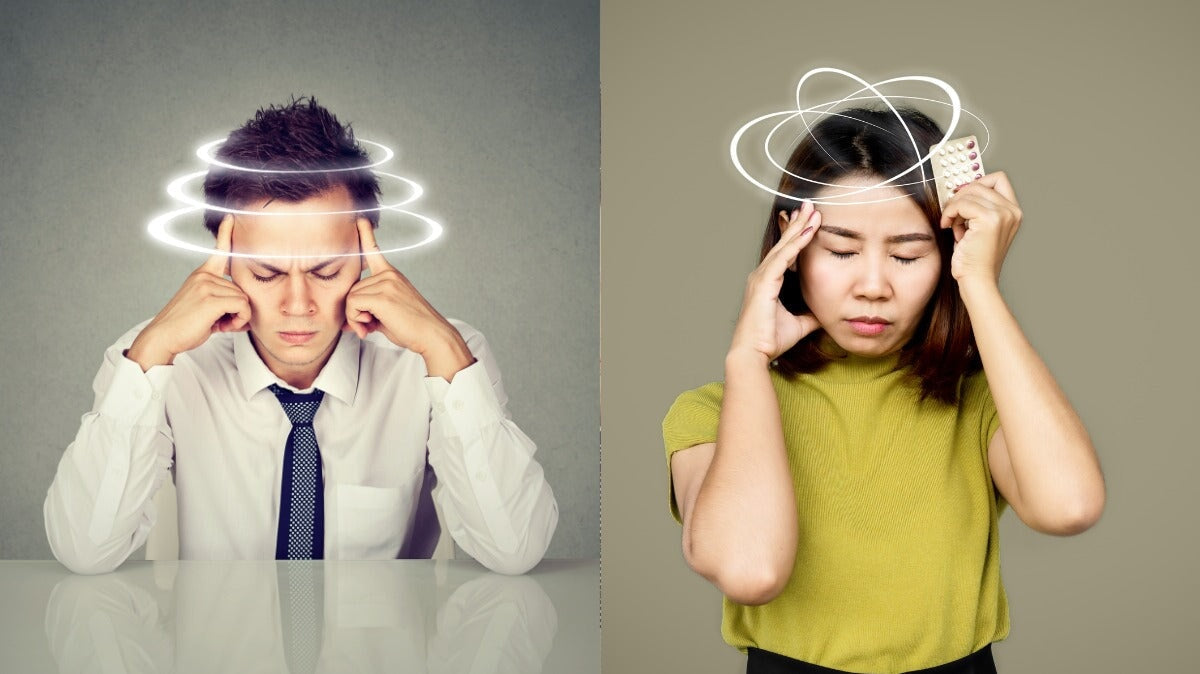 un homme et une femme ayant le vertige