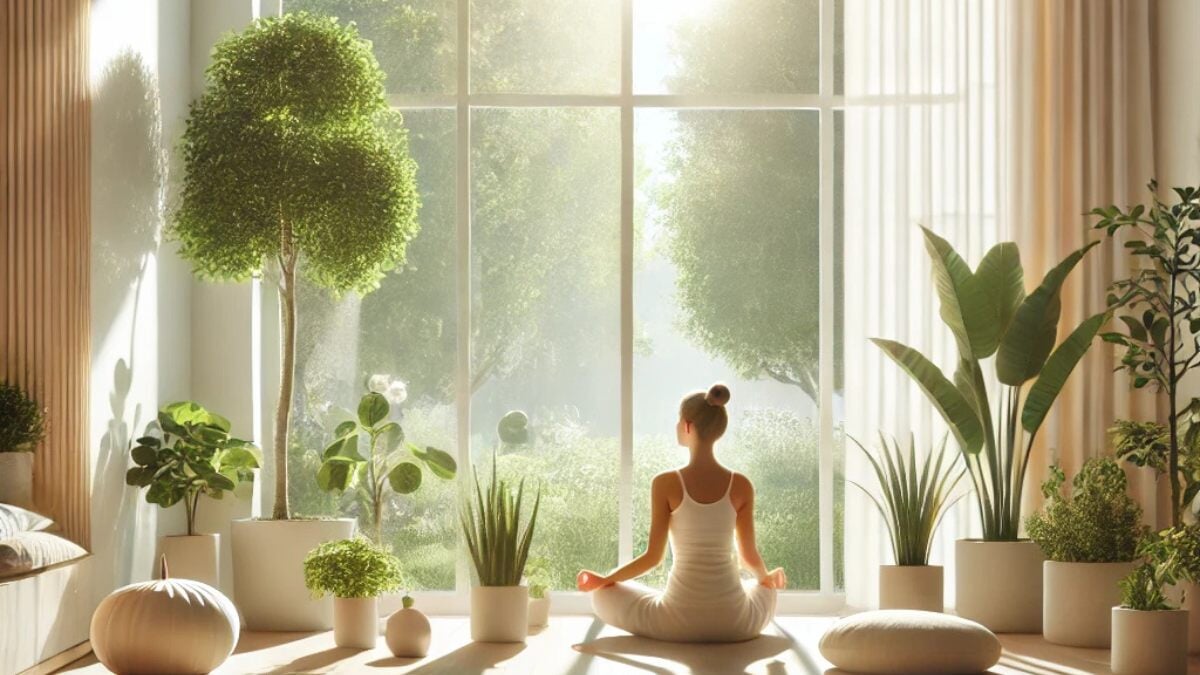 une femme se relaxant à la lumière du jour