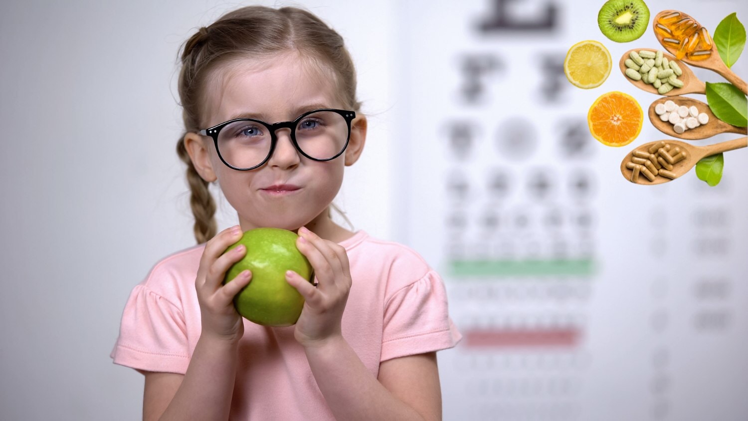 une petite fille tenant une pomme