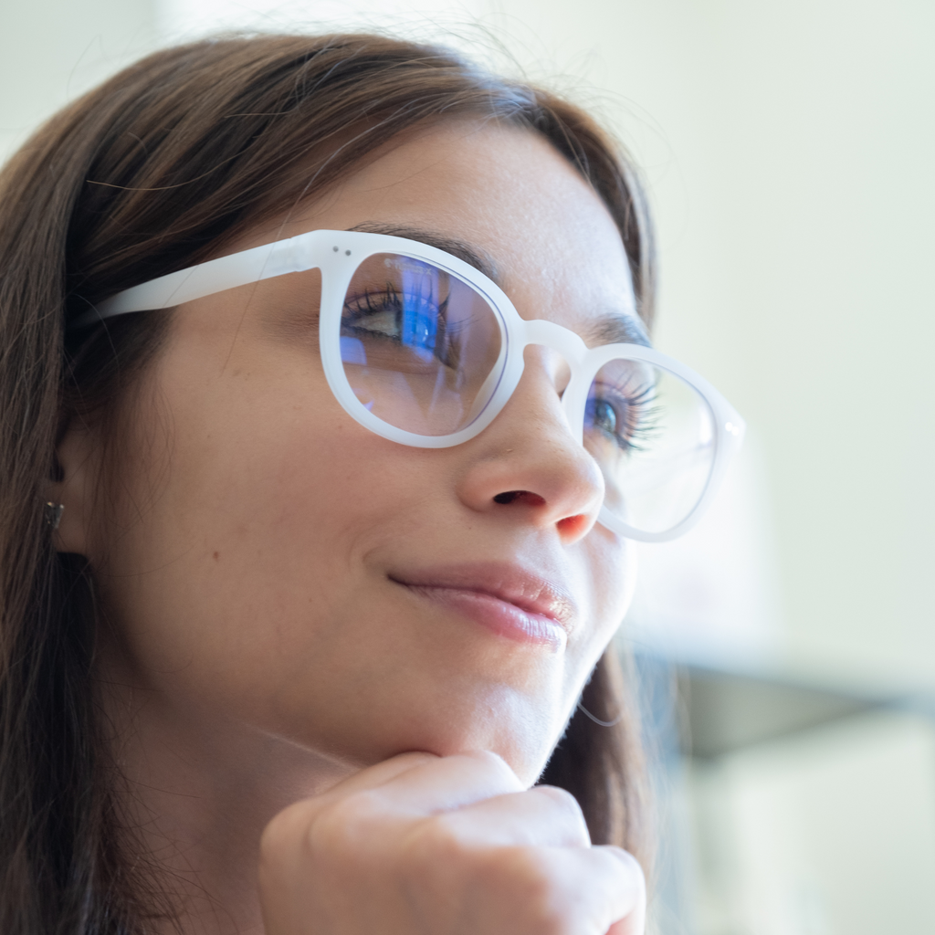 lunettes anti lumière bleue aux verres clairs pour femme sans correction stockholm monture coloris frost